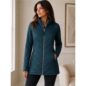 Fila Sport Quilted Athleisure Jacket Coastal Grandmother Activewear Zip Up
